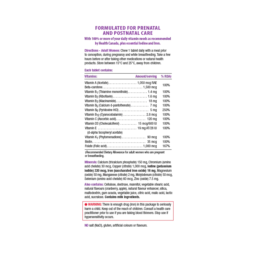 Jamieson 100% Complete Multivitamin Prenatal Chewable - Image 3