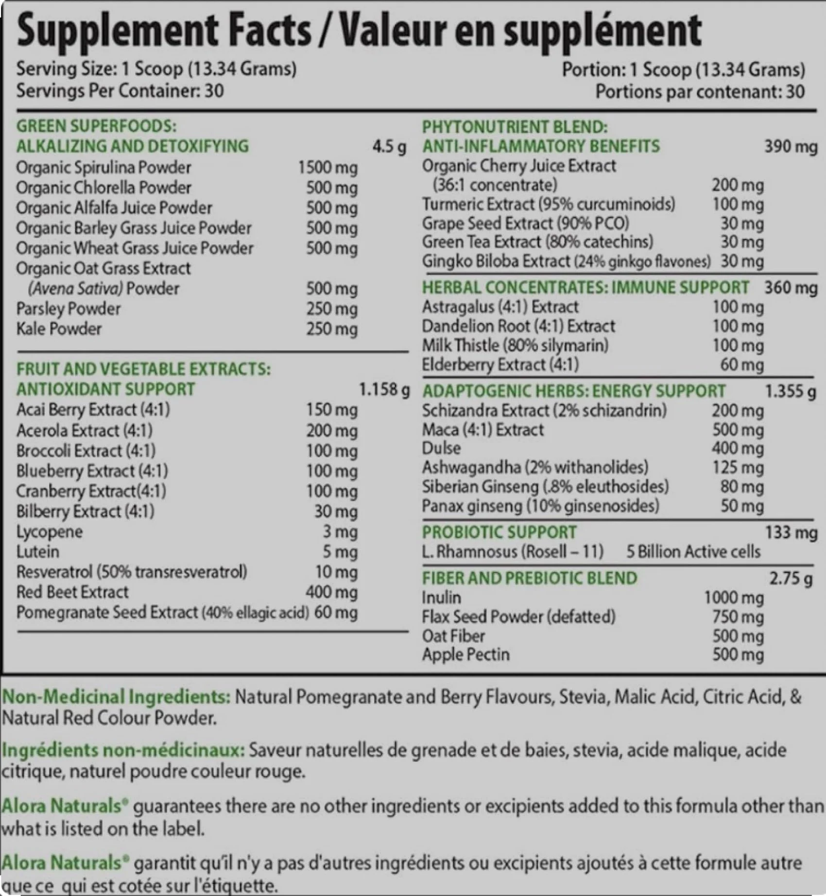 Alora Naturals - True Greens Pomegranate Berry (400g) - Image 2