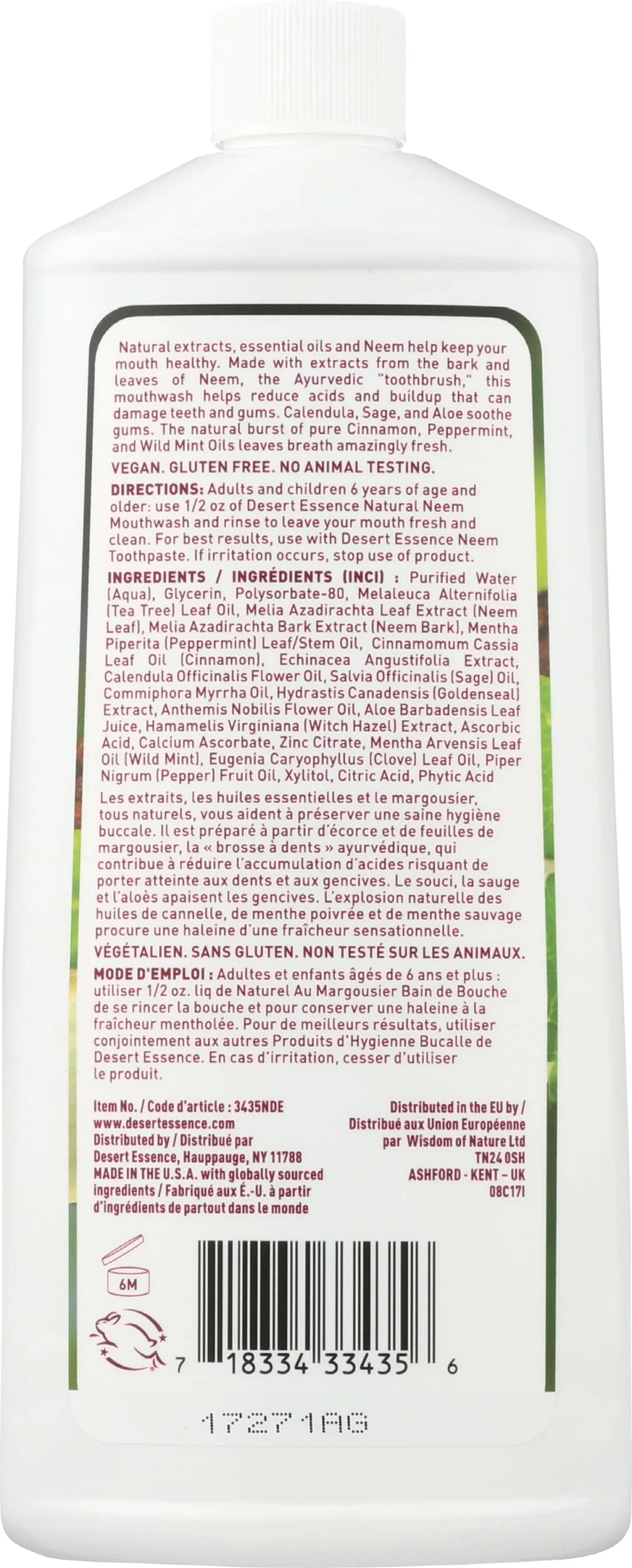 Desert Essence - Neem Mouthwash - Cinnamint (473ml) - Image 2