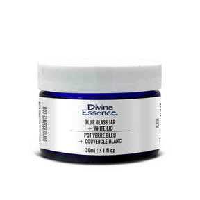 Divine Essence - Blue Glass Jar 30ml + White Lid (30ml) - Image 4