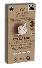 Galerie au Chocolat - Fairtrade Dark Choc Cocoa Nibs Bar (100g)