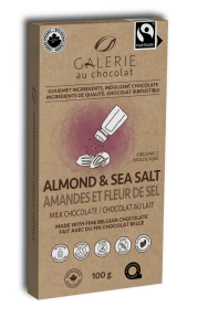 Galerie au Chocolat - Fairtrade Milk Almond Sea Salt Bar (100g) - Image 2