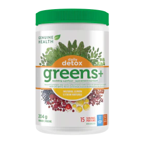Genuine Health - greens+ daily detox lemon (204g) - Image 2