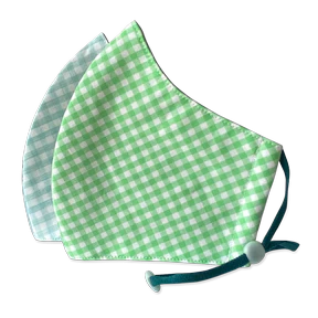 Happy Natural Products - Kids Mask 3-Lyr Grn/Blue Check (2pk)