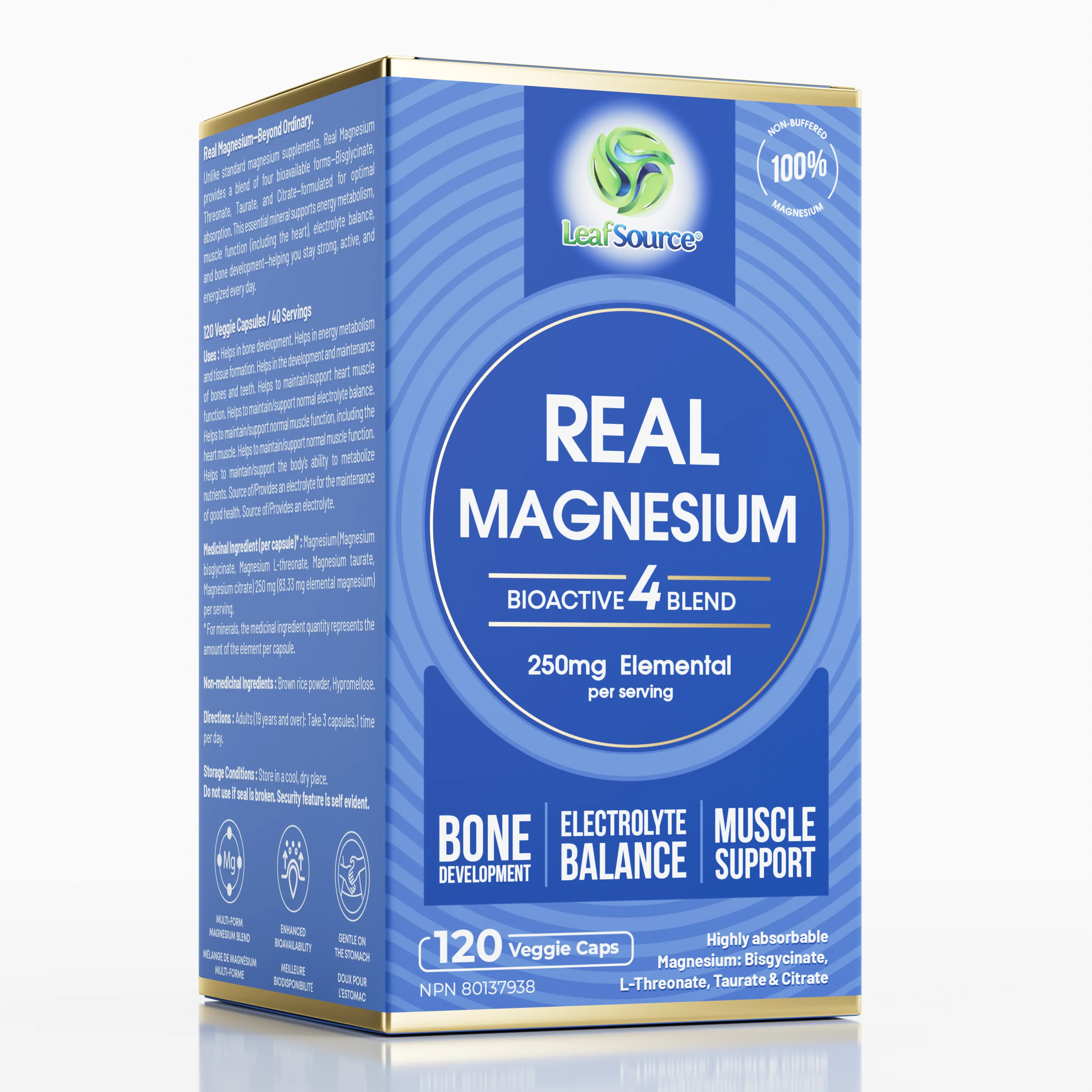 LeafSource - Real Magnesium Bio-Active 4 Blend, 120vcaps - Leaf Source - Image 3