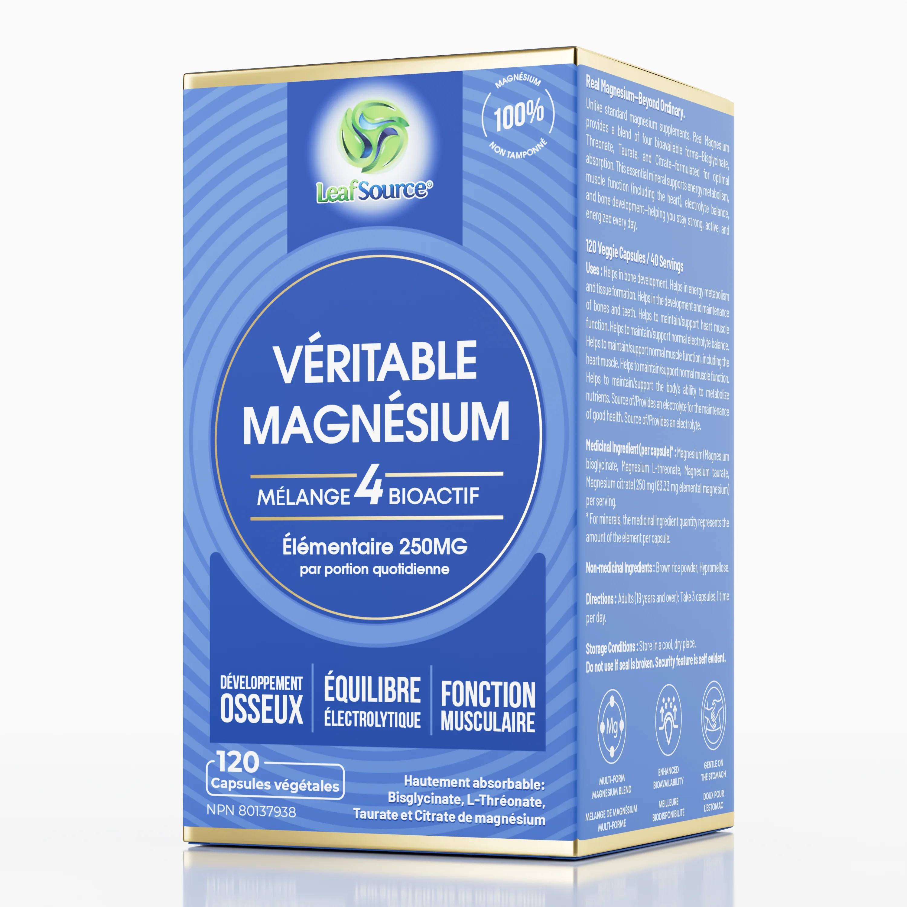 LeafSource - Real Magnesium Bio-Active 4 Blend, 120vcaps - Leaf Source - Image 4