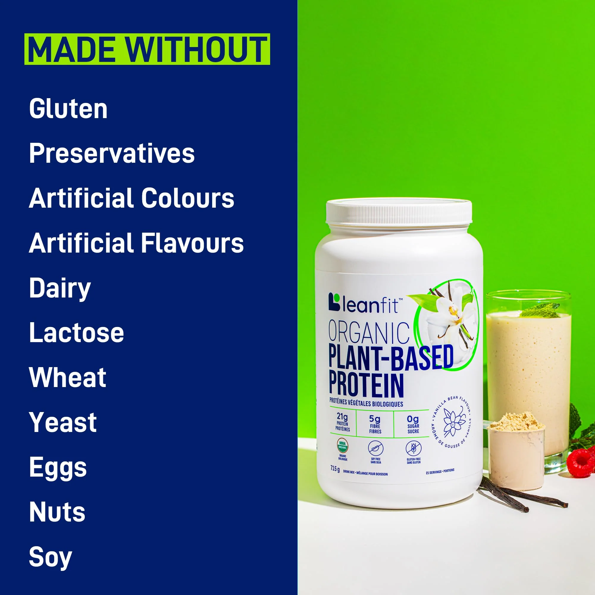 LeanFit - Organic Plant Protein - Vanilla (715g) - Image 4