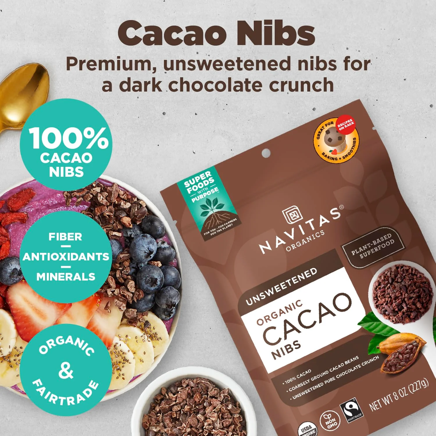 Navitas Organics - Cacao Nibs (227g) - Image 4