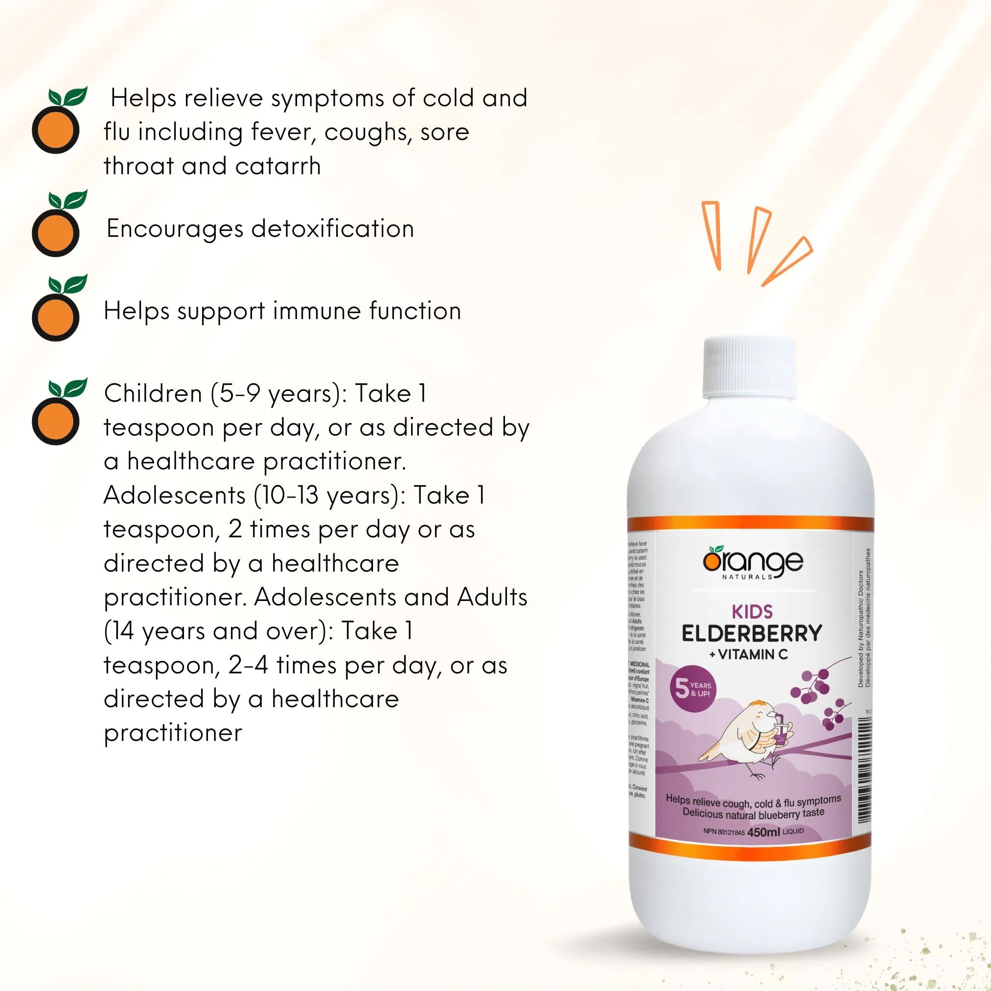 Orange Naturals - Kids Elderberry + Vitamin C (450ml) - Image 9