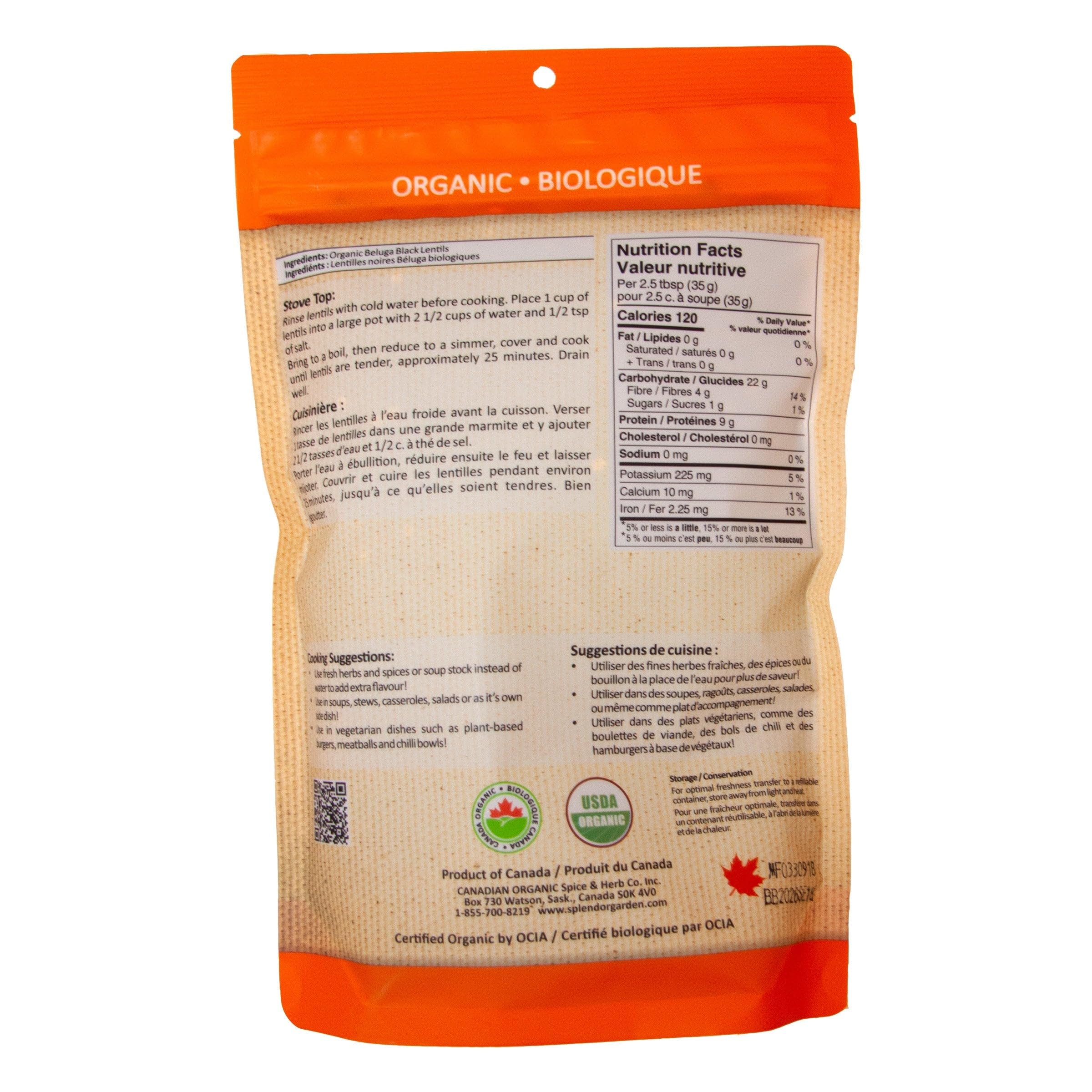 Splendor Garden - Organic Beluga Black Lentils (600g) - Image 4